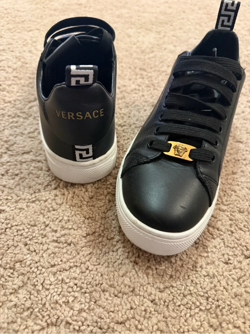 Gianni Versace Black Leather Logo Sneakers